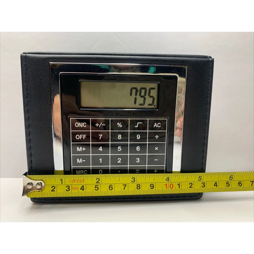 Faux Leather‎ Sticky Note And Flag Organizer With a Built-in Calculator Works